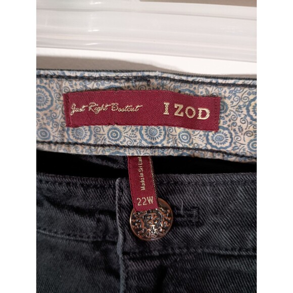 Izod Women's Just Right Bootcut Embroidered Black Pants Soft Denim Size 22W - Picture 2 of 8